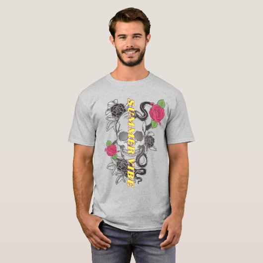 Mikitiez schedel tatto roes rock punk t-shirt (Voorkant volledig)