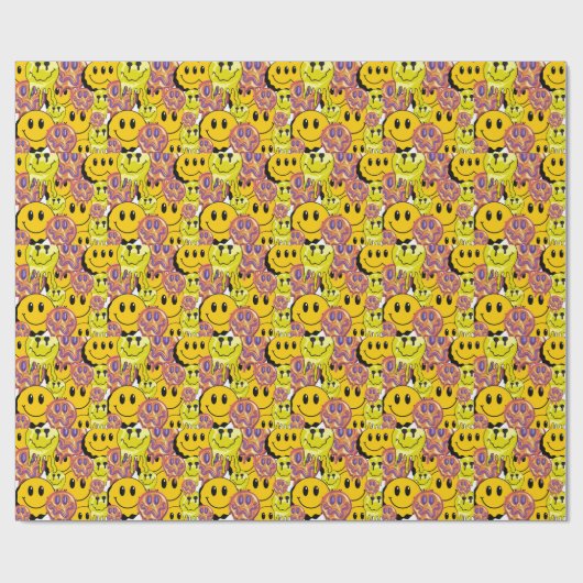 Mikitiez Sierkussen Smileyface gele tuin Cadeaupapier (Vlak)