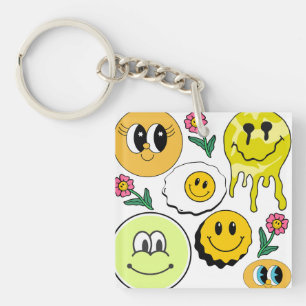 Mikitiez Sierkussen Smileyface gele tuin Sleutelhanger