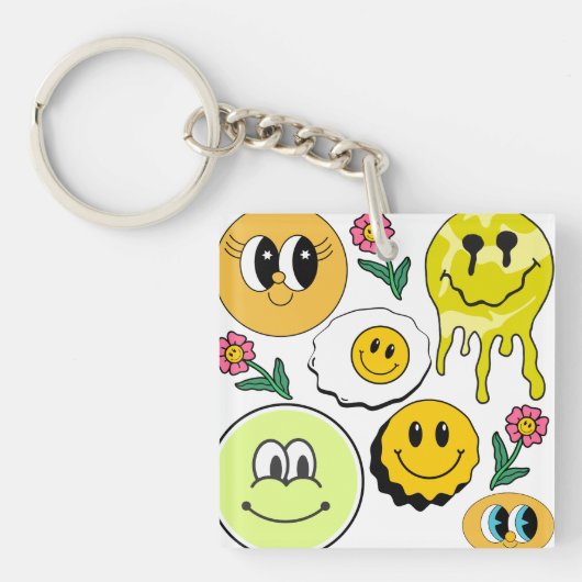 Mikitiez Sierkussen Smileyface gele tuin Sleutelhanger (voorkant)