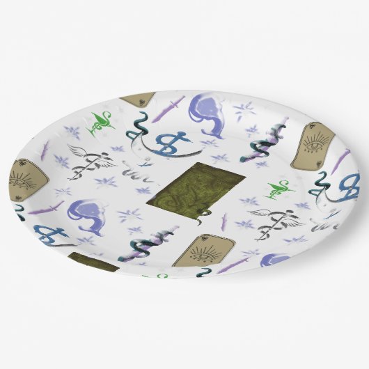 Mikitiez slangenmens tovenaar heks magie papieren bordje (Gekanteld)