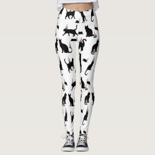 Mikitiez spooky bombay zwarte kat halloween leggings