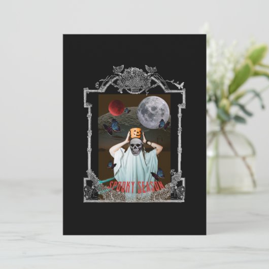 Mikitiez spooky vibes gothic halloween kaart (Staand voorkant)