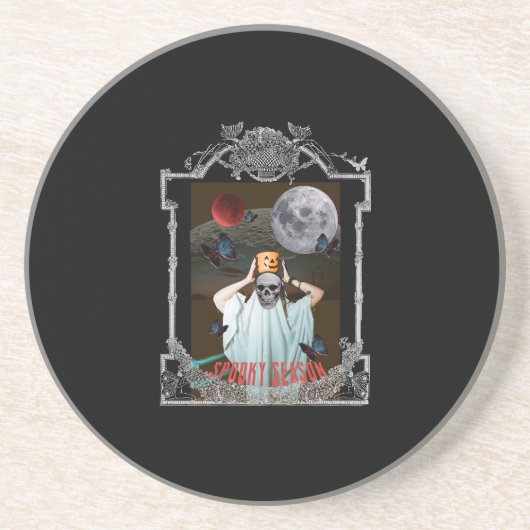 Mikitiez spooky vibes gothic halloween zandsteen onderzetter (Voorkant)