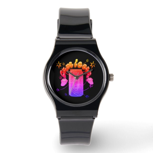 Mikitiez Steenbok duivel rockster saturn Horloge (Voorkant)