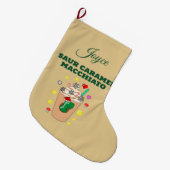 Mikitiez Trex dinosaurus ijskoffie karamel xmas Grote Kerstsok (Voorkant (Hangend))