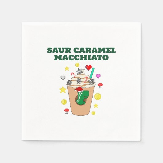 Mikitiez Trex dinosaurus ijskoffie karamel xmas Servet (Voorkant)
