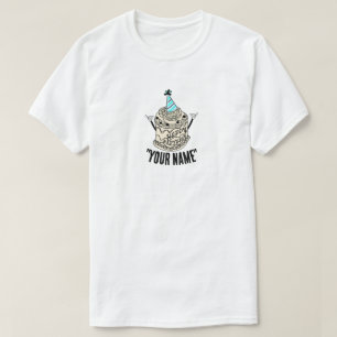 Mikitiez Verjaardagsfeest vrolijk romig strooien T-shirt