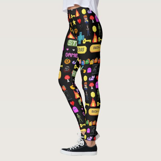 Mikitiez videogame pixel halloween spooky bat leggings (Links)
