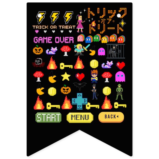 Mikitiez videogame pixel halloween spooky bat vlaggetjes (Eerste vlag)