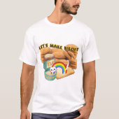 Mikitiez witte kat regenboog koekje koekjes t-shirt (Voorkant)