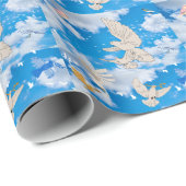 Mikitiez witte vogelblauwe hemzomervrijheid cadeaupapier (Rol Hoek)