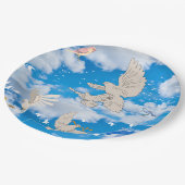 Mikitiez witte vogelblauwe hemzomervrijheid papieren bordje (Gekanteld)