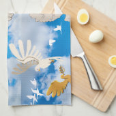 Mikitiez witte vogelblauwe hemzomervrijheid theedoek (Quarter Fold)