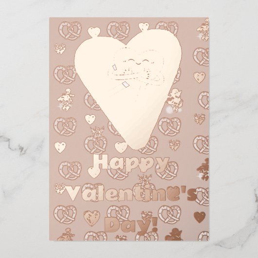 Mikitiez zachte pretzelbrood hoes valentijnsdag ge folie feestdagenkaart (Voorkant)