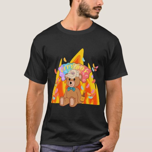 Mikitiez zomer teddybeer gelei rode wijn vuur t-shirt (Voorkant)