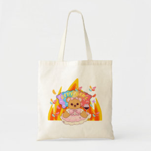 Mikitiez zomer teddybeer gelei rode wijn vuur tote bag