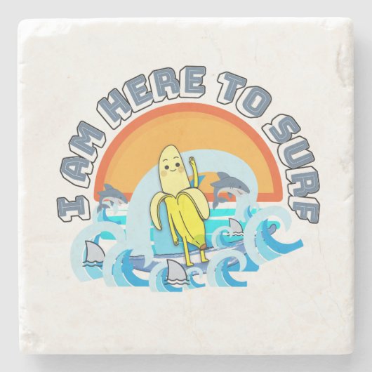 Mikitiez zomer windsurf bananasplit ijs stenen onderzetter (Voorkant)