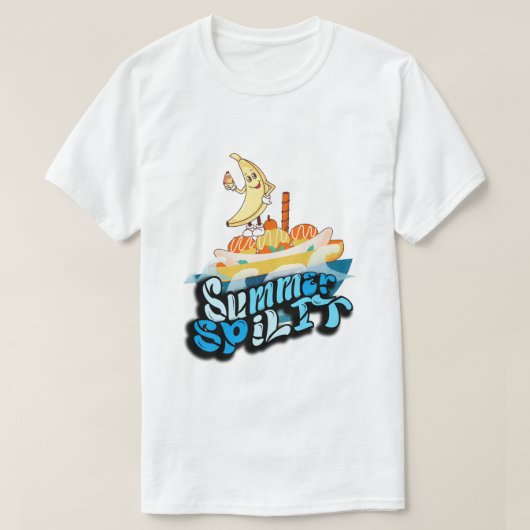 Mikitiez zomer windsurf bananasplit ijs t-shirt (Design voorkant)