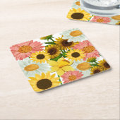 Mikitiez zomerbloemvakantie kartonnen onderzetters (Schuin)