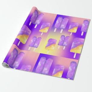 Mikitiez zomerregenboog paarse gouden ijsje cadeaupapier