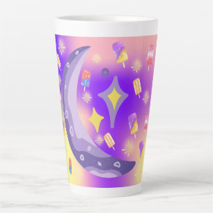 Mikitiez zomerregenboog paarse gouden ijsje latte mok