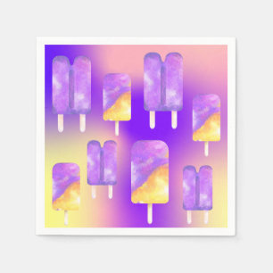 Mikitiez zomerregenboog paarse gouden ijsje servet