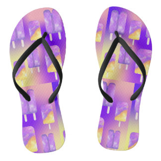 Mikitiez zomerregenboog paarse gouden ijsje teenslippers