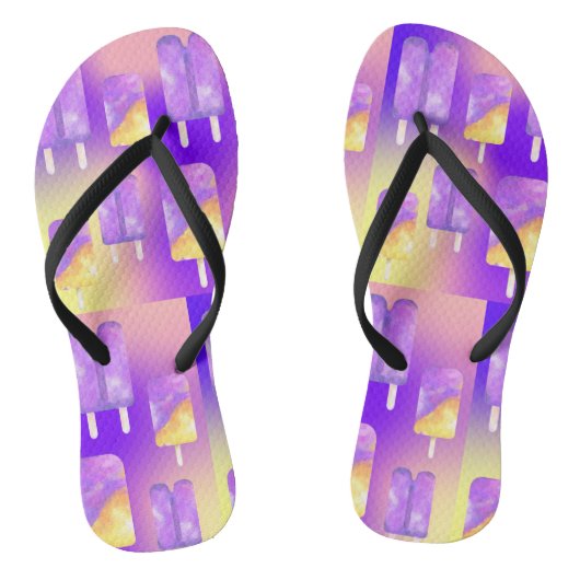 Mikitiez zomerregenboog paarse gouden ijsje teenslippers (Voetbed)