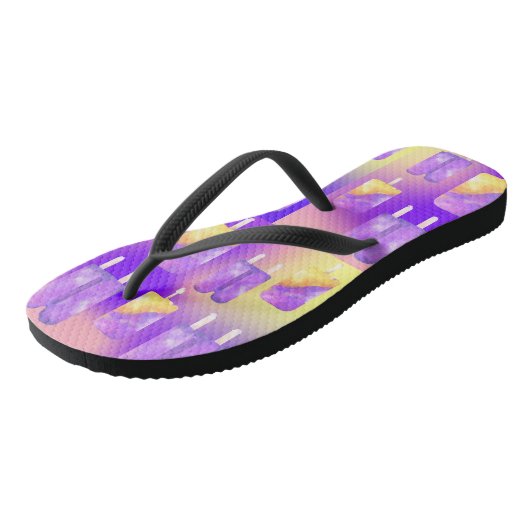 Mikitiez zomerregenboog paarse gouden ijsje teenslippers (Schuin)