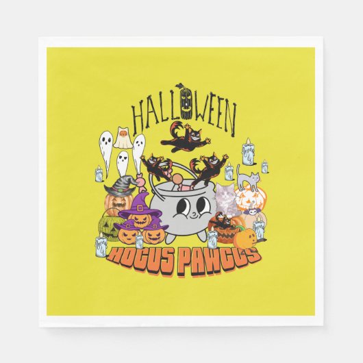 Mikitiez zwarte kat spooky halloween vibes ghouls servet (Voorkant)