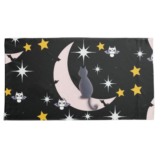 Mikitiez zwarte kat vleermuis halloween herfst win kussensloop (Voorkant-Rechts)