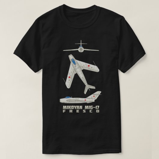 Mikoyan MiG17 Fresco Russische gevechtsvliegtuig D T-shirt (Design voorkant)