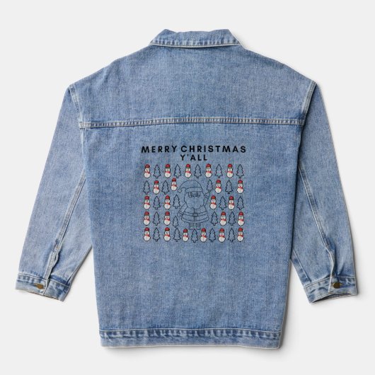 Miktiez vrolijk kerstfeest minimal santa happynewy denim jacket (Achterkant)