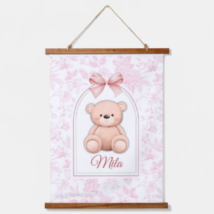 Mila Aangepaste Roze Teddybeer Nursery Design Hangend Wandkleed