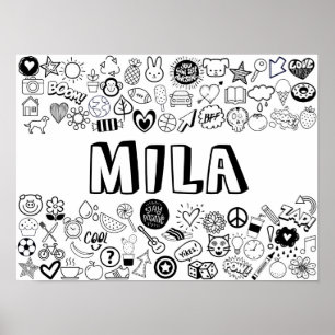 'MILA' Color-it-Yourself-contourontwerp Poster