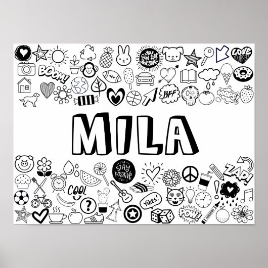'MILA' Color-it-Yourself-contourontwerp Poster (Voorkant)
