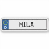Mila Duitse auto kenteken sticker (Voorkant)