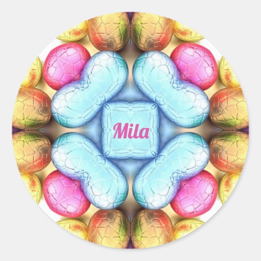 MILA EASTER - WOW!  eieren voor paasgeven ~ Ronde Sticker (Voorkant)