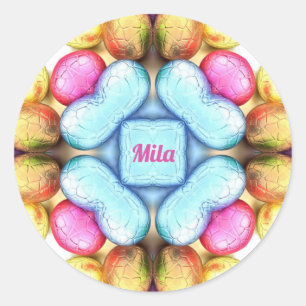 MILA EASTER - WOW!  eieren voor paasgeven ~ Ronde Sticker
