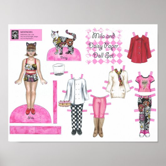 Mila en Daisy Paper Doll Set - Afspelen of Weergev Poster (Voorkant)