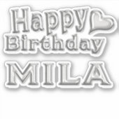Mila Happy Birthday silver Aufkleber Sticker (Voorkant)
