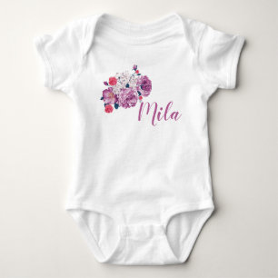 Mila Name Floral Custom Flower Toddler Romper