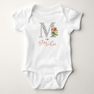Mila Name onthult Floral Letter M Girl Whimsical Romper
