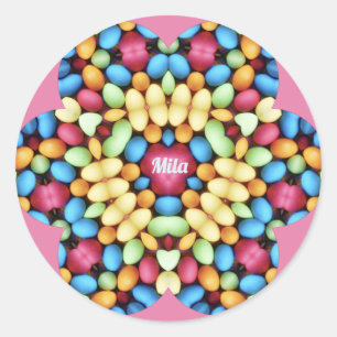 MILA ~ PAASEIEREN MULTICOLOR ~ RONDE STICKER