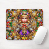 MILA ~ Vintage kerstpop ~ Mousepad Muismat (Met muis)