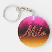 Mila Vorname Name golden pink Schlüsselanhänger Sleutelhanger (Voorkant)