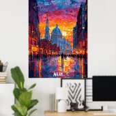 Milaan City Skyline Poster – Iconische Italiaanse  (Thuiskantoor)