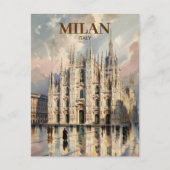 Milaan Duomo di Milano Vintage Travel Waterverf Briefkaart (Voorkant)