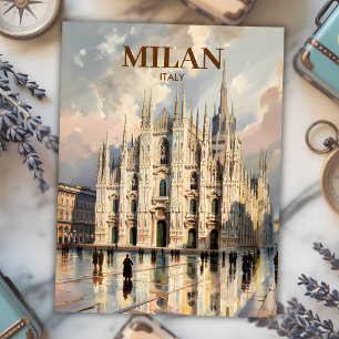 Milaan Duomo di Milano Vintage Travel Waterverf Briefkaart
